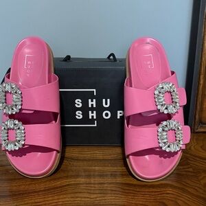 ShuShop Fuchsia Sandals with Sparkling Buckles